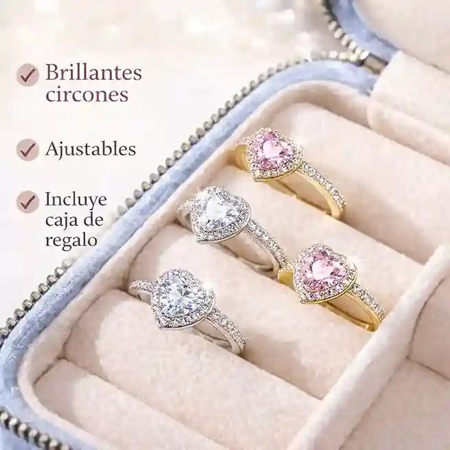 💍 Anillo de Promesa ❤️ | Baño en Oro Blanco/18k + Caja Gratis