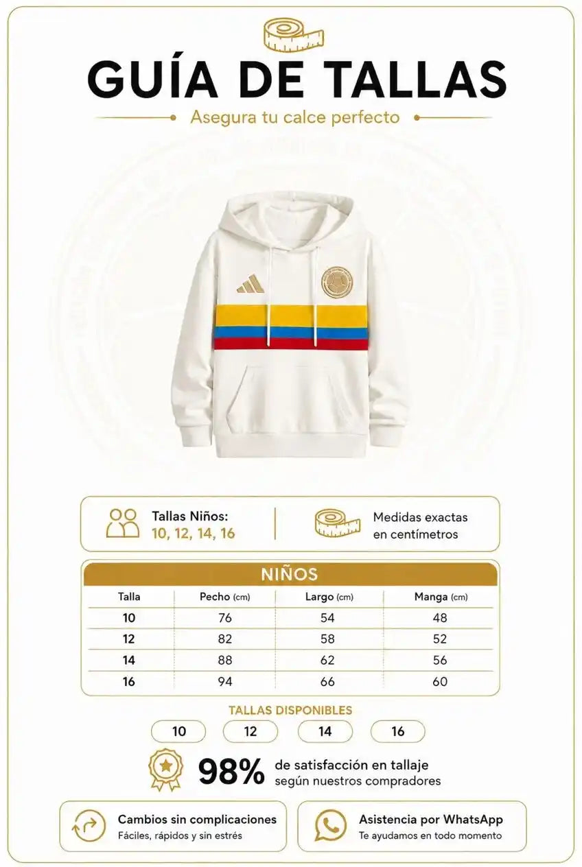 Buzo Colombia Centenario 2026™ | Bordado Dorado | Niños