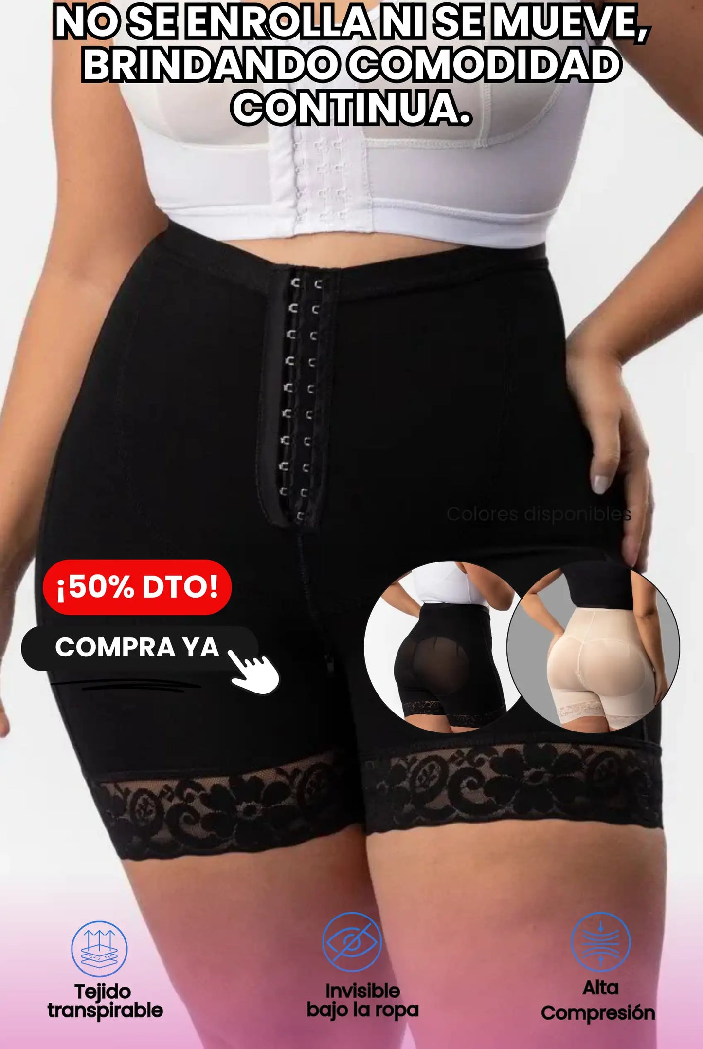 Curvalux® – Panty moldeador de tiro alto con cremallera invisible