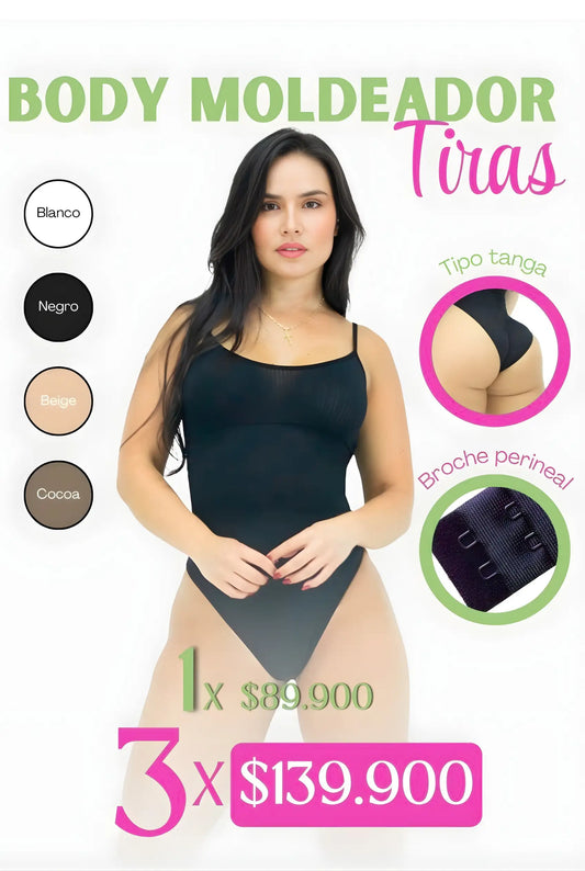 Body Moldeador con Tiras  Ajuste Natural, Comodidad Real