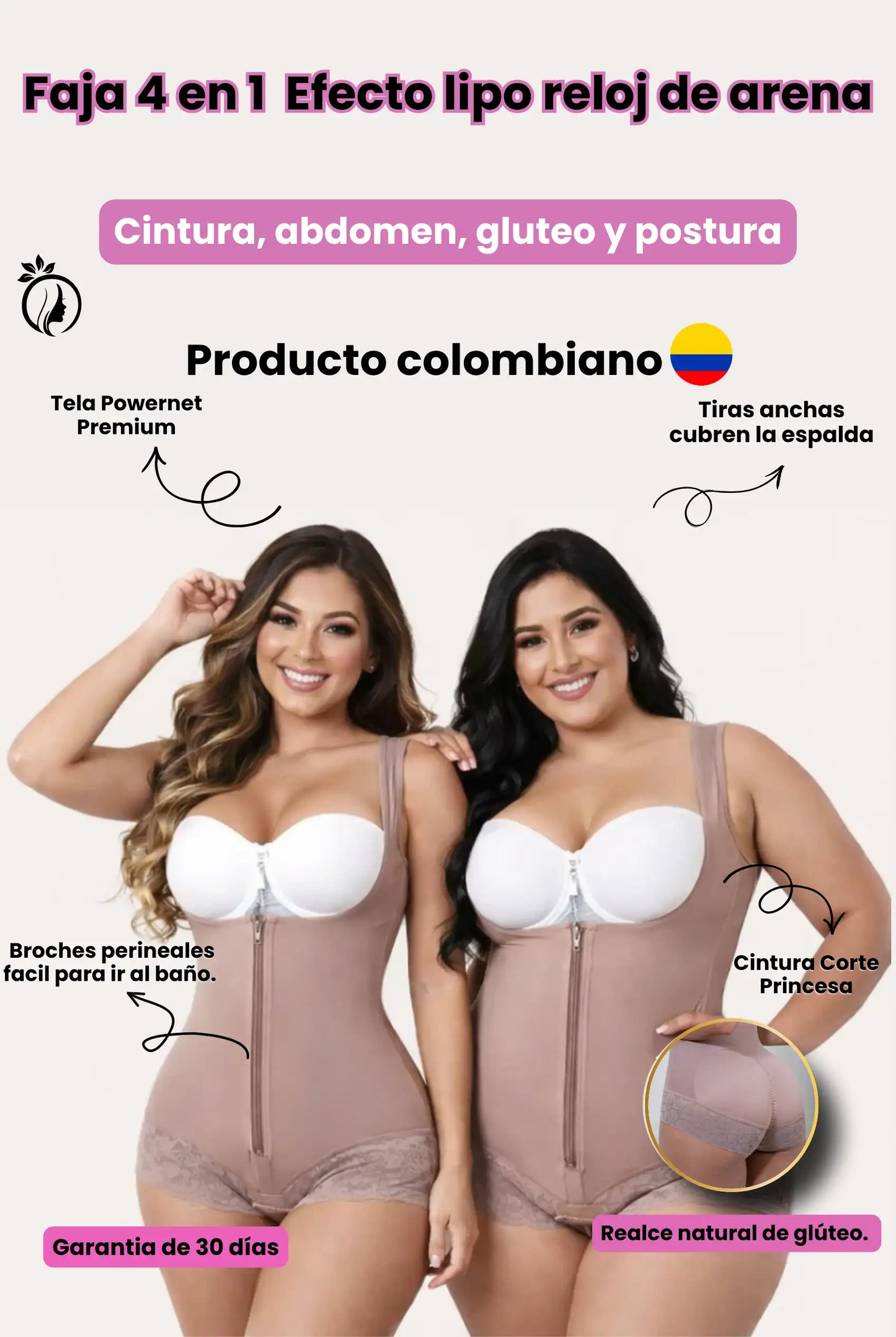 Faja 4 en 1 Moldeadora con Control de Abdomen y Realce Natural